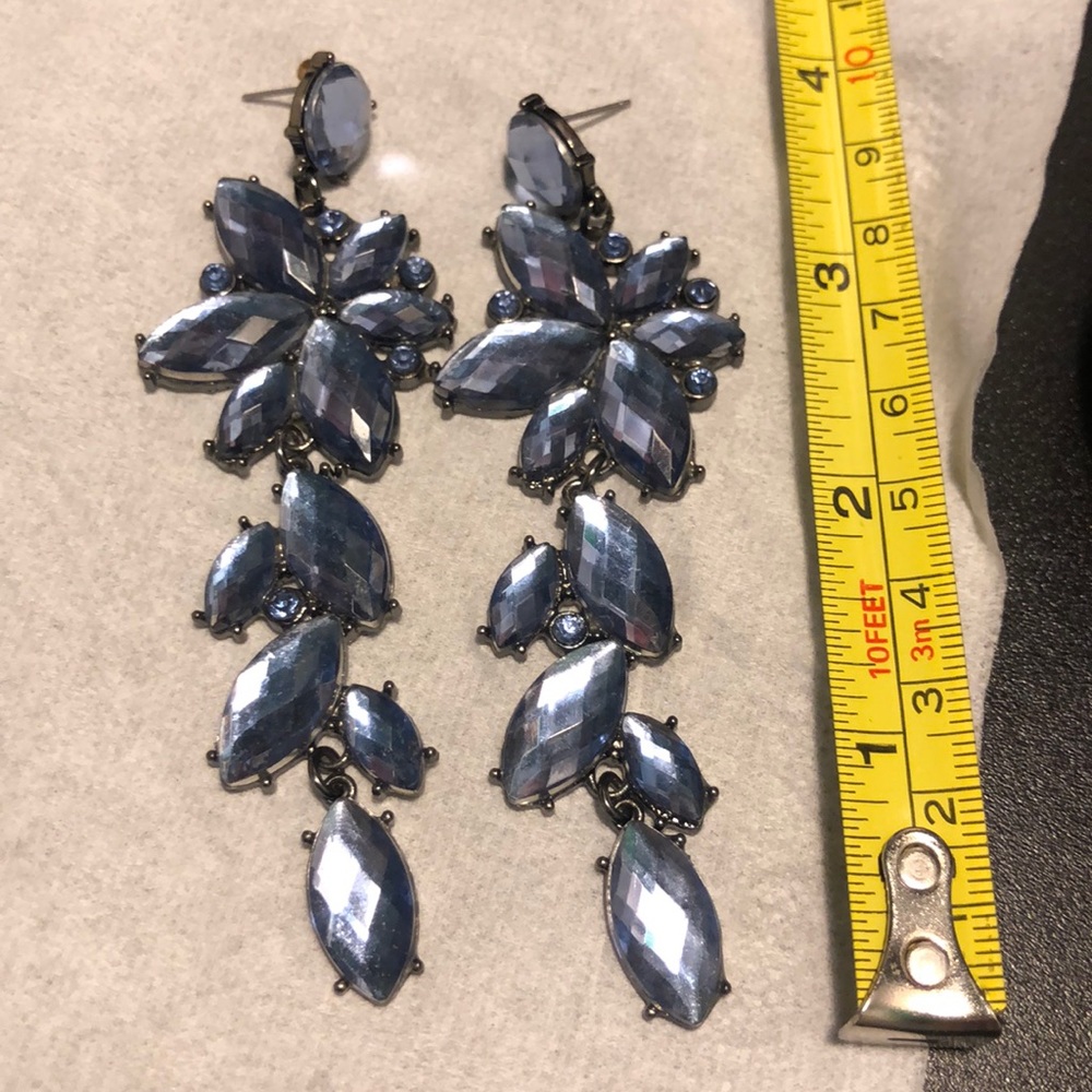 H&M long blue floral earrings